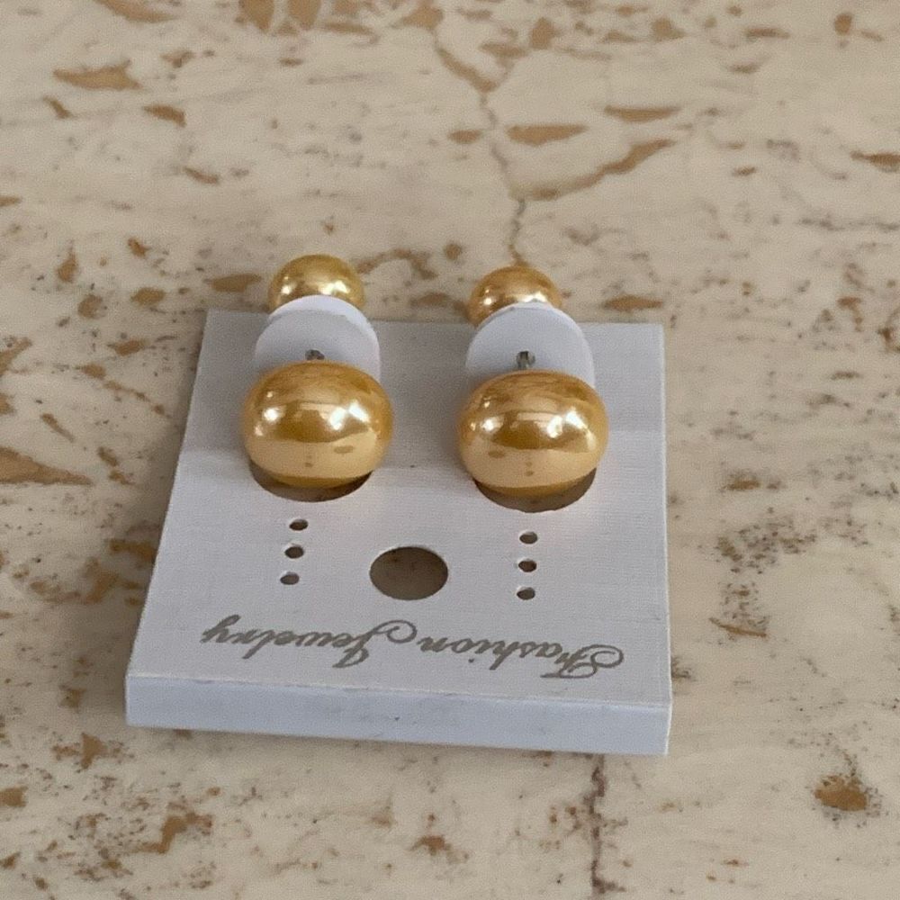 Yellow pearl earrings - Picture 4 of 7